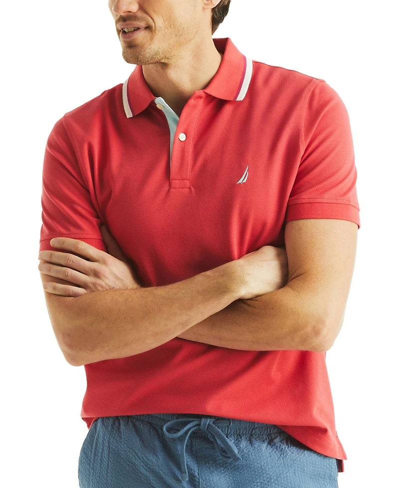 Nautica Men's Textured Tipped Collar Polo Shirt