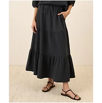 Pact Women's Organic Cotton Coastal Double Gauze Tiered Maxi Skirt