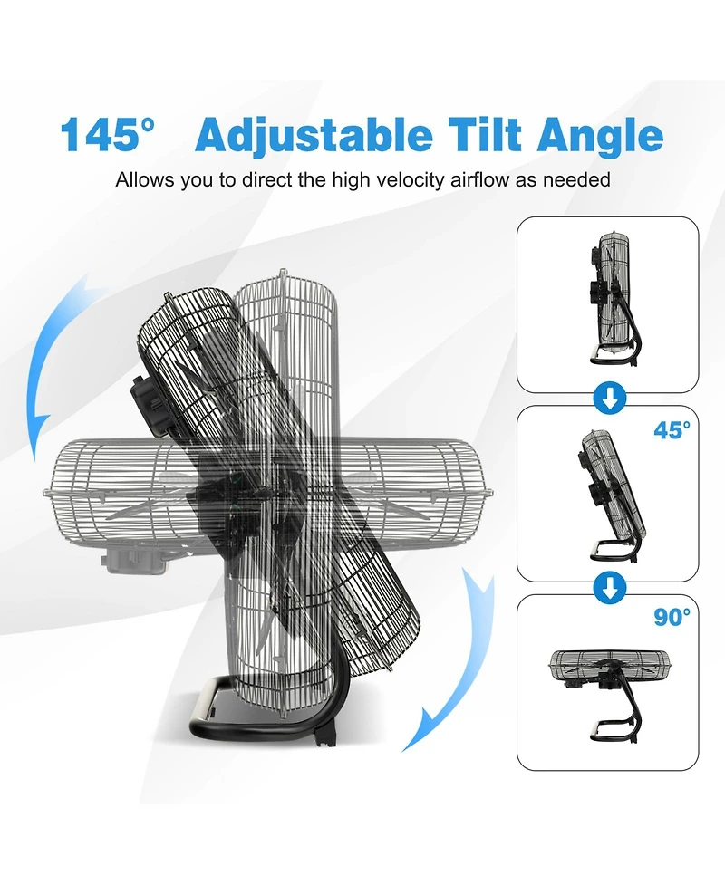 3-Speed High Velocity Floor Fan with Adjustable Tilt Angle and Handle