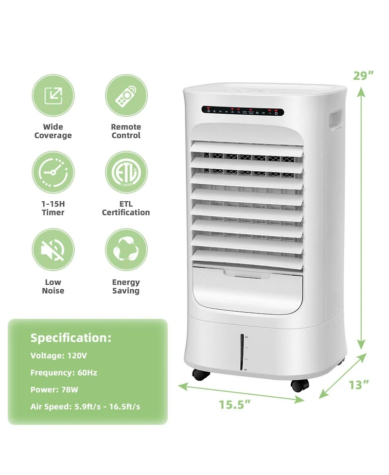 4-in-1 Portable Evaporative Air Cooler with Timer and 3 Modes
