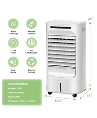 4-in-1 Portable Evaporative Air Cooler with Timer and 3 Modes