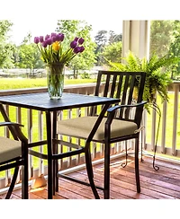 Aoodor Outdoor Dining Chair Cushions Set of 4, Waterproof Patio Furniture Seat Cushions, Pads with Ties, 18 x 19 inch