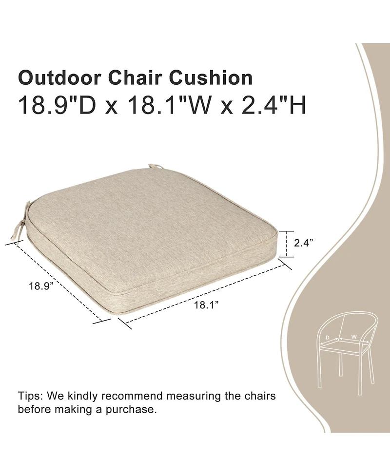 Aoodor Outdoor Dining Chair Cushions Set of 2, Waterproof Patio Furniture Seat Cushions, Pads with Ties, 18 x 19 inch