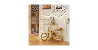 3-Tier Home Bar Serving Cart on Wheels with Mirrored Shelves