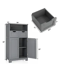 Bathroom Wooden Side Cabinet with 2 Drawers and 2 Doors