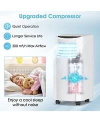 8000 Btu Air Conditioner Unit spaces up to 230 Sq.Ft with Remote Control Dehumidifier Function Window Wall Mount, 4 Caster Wheel, Sleep Mode and, Whit