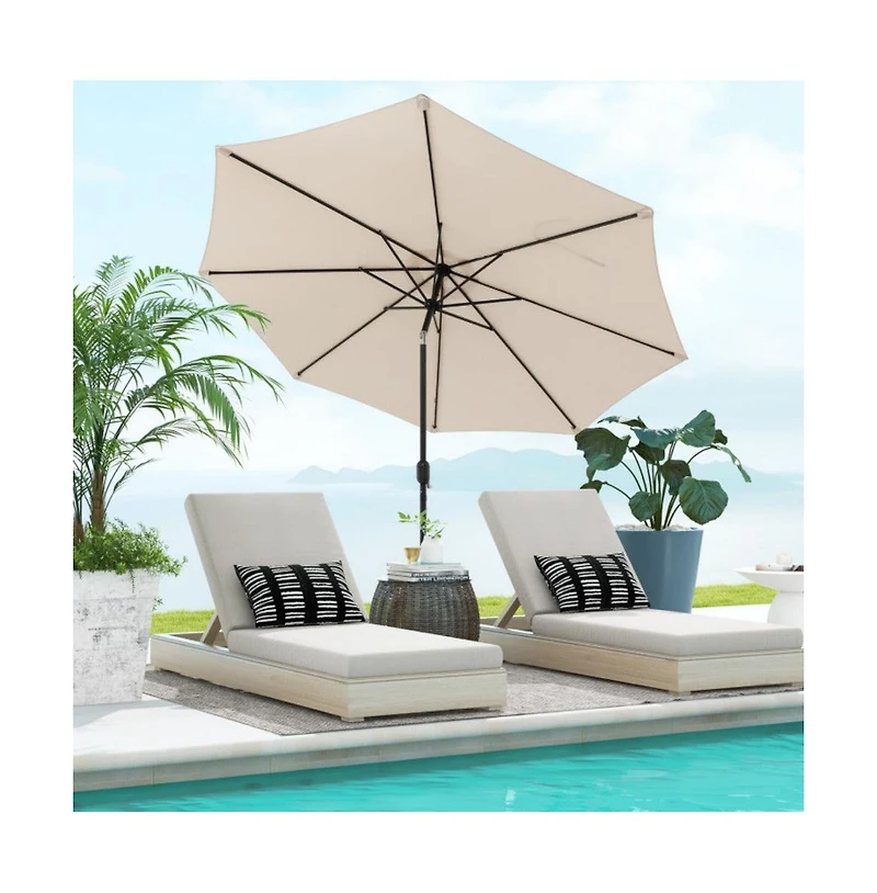10 Feet Outdoor Patio Umbrella with Tilt Adjustment and Crank