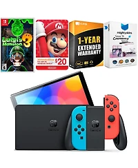 Nintendo Switch Neon Red & Blue Oled Console with Luigi s Mansion 3, Nintendo $20 eShop Gift Card, MightySkins Console and Controller Skin Voucher