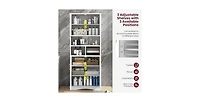 Tall Bathroom Cabinet Large Floor Storage Cabinet with Acrylic Doors and 3 Cubes