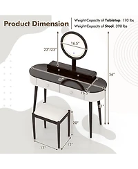 Makeup Vanity Table Set with Led Mirror and 3 Spacious Drawers