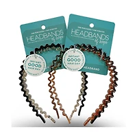 Thin Wavy Headband Set - Black + Clear
