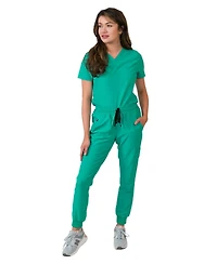 Medgear Women's 1-Pocket Top Knit Rib Cuff Jogger Pants Set