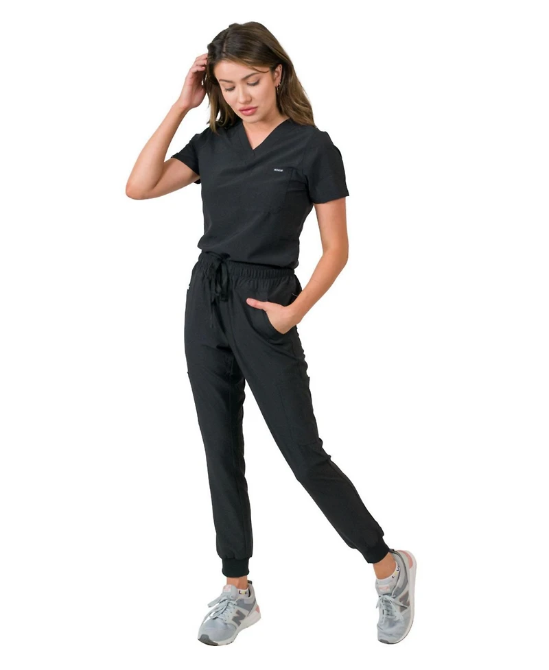 Medgear Women's 1-Pocket Top Knit Rib Cuff Jogger Pants Set