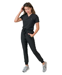 Medgear Women's 1-Pocket Top Knit Rib Cuff Jogger Pants Set