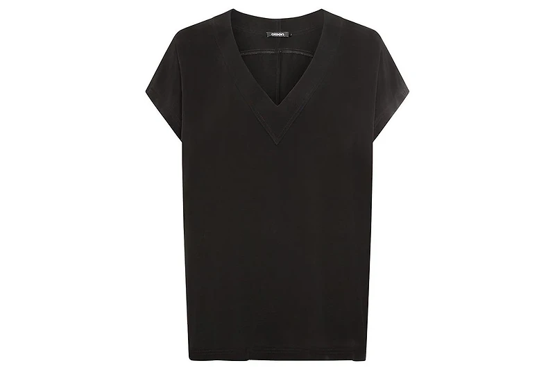 Olsen Women's Solid V-Neck Short Sleeve Blouse