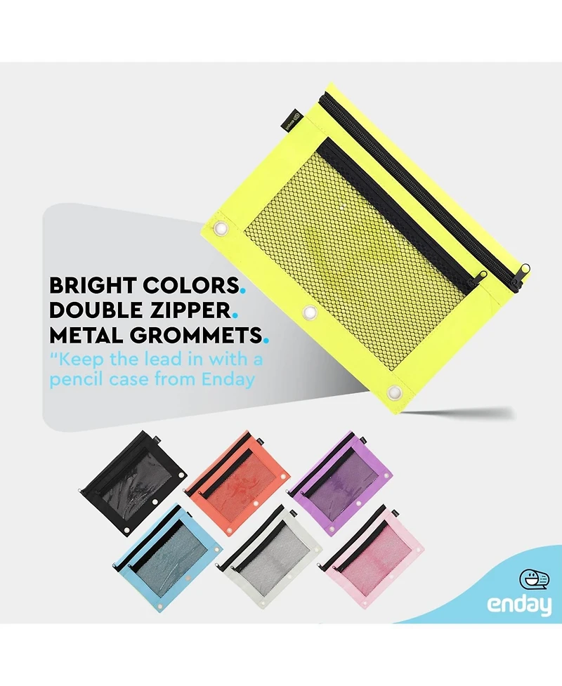 Enday Pink Pencil Pouch for 3 Ring Binder, Zippered Binder Pouches, Case Large Bags f