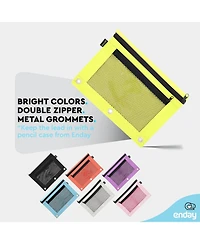 Enday Pink Pencil Pouch for 3 Ring Binder, Zippered Binder Pouches, Case Large Bags f