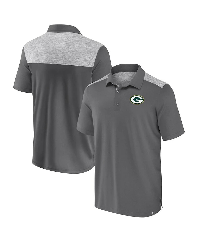 Fanatics Men's Gray Green Bay Packers Long Shot Polo Shirt