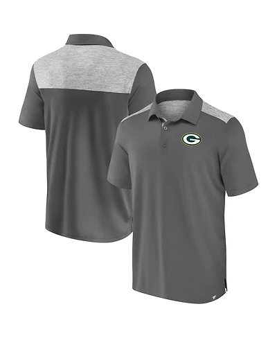 Fanatics Men's Gray Green Bay Packers Long Shot Polo Shirt