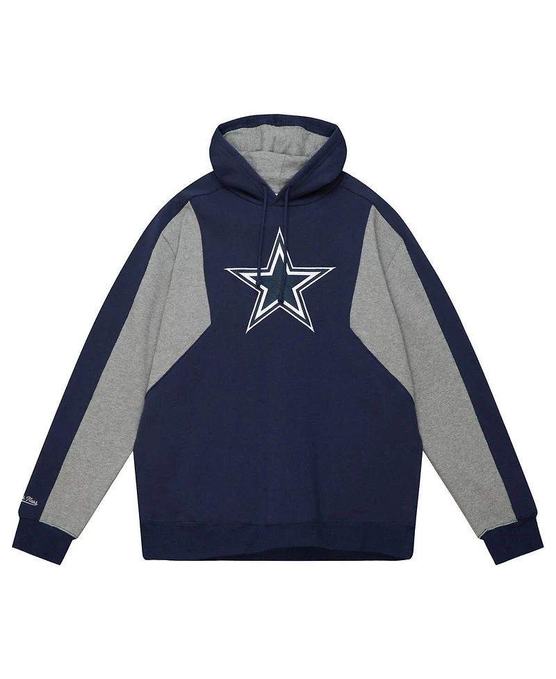 Mitchell & Ness Men's Navy Dallas Cowboys Color Blocked Fleece 2.0 Pullover Hoodie