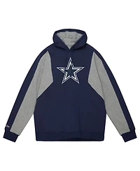 Mitchell & Ness Men's Navy Dallas Cowboys Color Blocked Fleece 2.0 Pullover Hoodie