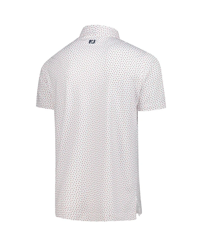 FootJoy Men's White Genesis Invitational ProDry Bounce Print Stretch Pique Polo Shirt