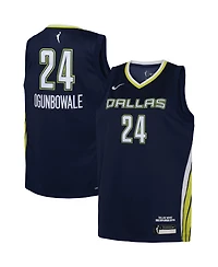 Nike Big Boys and Girls Arike Ogunbowale Navy Dallas Wings 2021 Explorer Edition Victory Player Jersey
