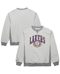 Mitchell & Ness Men's Heather Gray Los Angeles Lakers Vintage Logo Pullover Sweatshirt