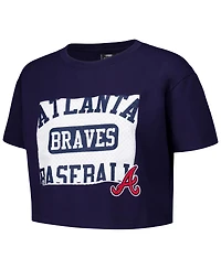 Pro Standard Women's Navy Atlanta Braves Made To Play Boxy Cropped T-Shirt