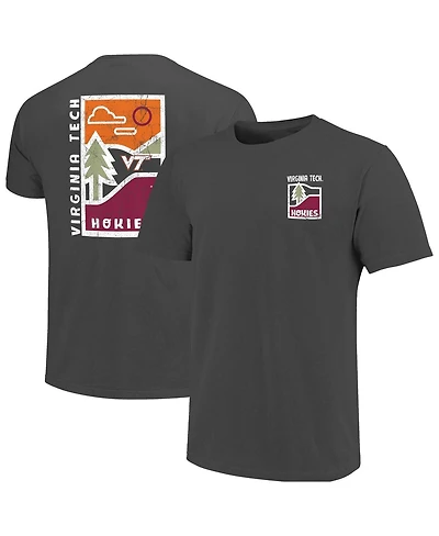 Image One Men's Graphite Virginia Tech Hokies Comfort Colors Minimal Vista Distressed Graphics T-Shirt