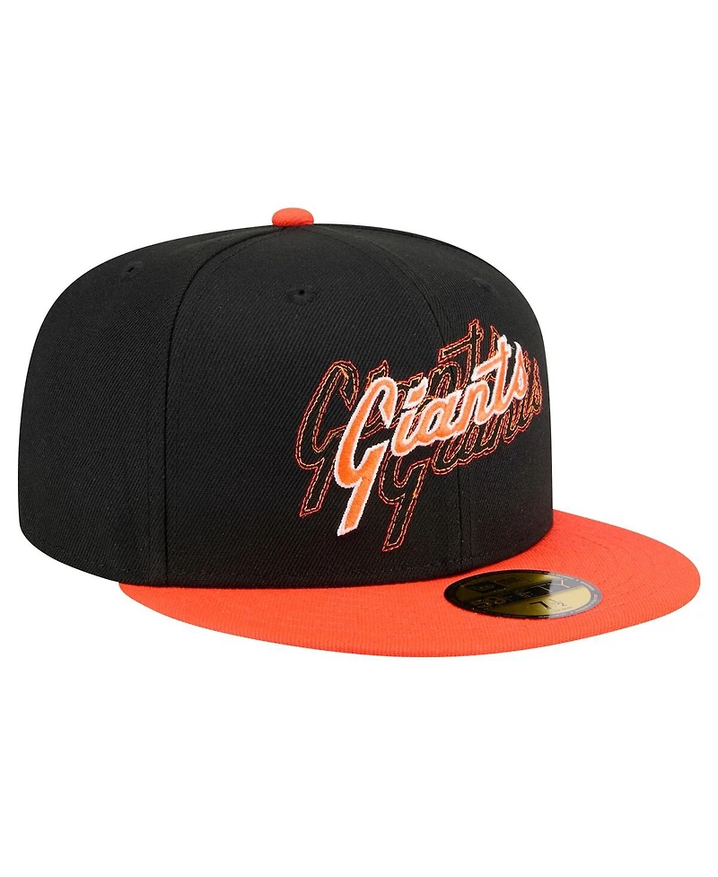 New Era Men's Black San Francisco Giants Shadow Stitch 59FIFTY Fitted Hat