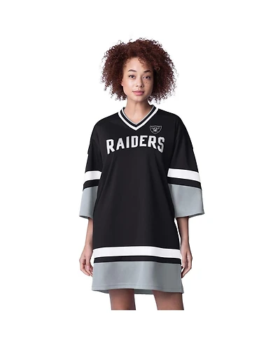 Starter Women's Black Las Vegas Raiders Slap Shot 3/4 Sleeve Sneaker Dress