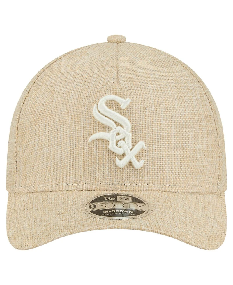 New Era Men's Beige Chicago White Sox Cotton Weave M-Crown A-Frame 9FORTY Adjustable Hat