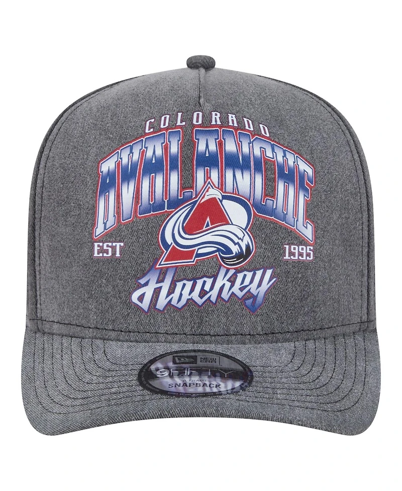 New Era Men's Charcoal Colorado Avalanche Throwback Washed A-Frame Pre-Curved 9FIFTY Snapback Hat