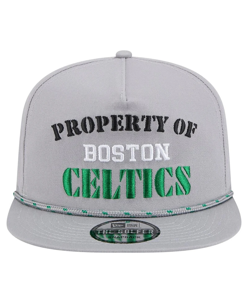 New Era Men's Gray Boston Celtics Throwback Property Of Golfer Snapback Hat