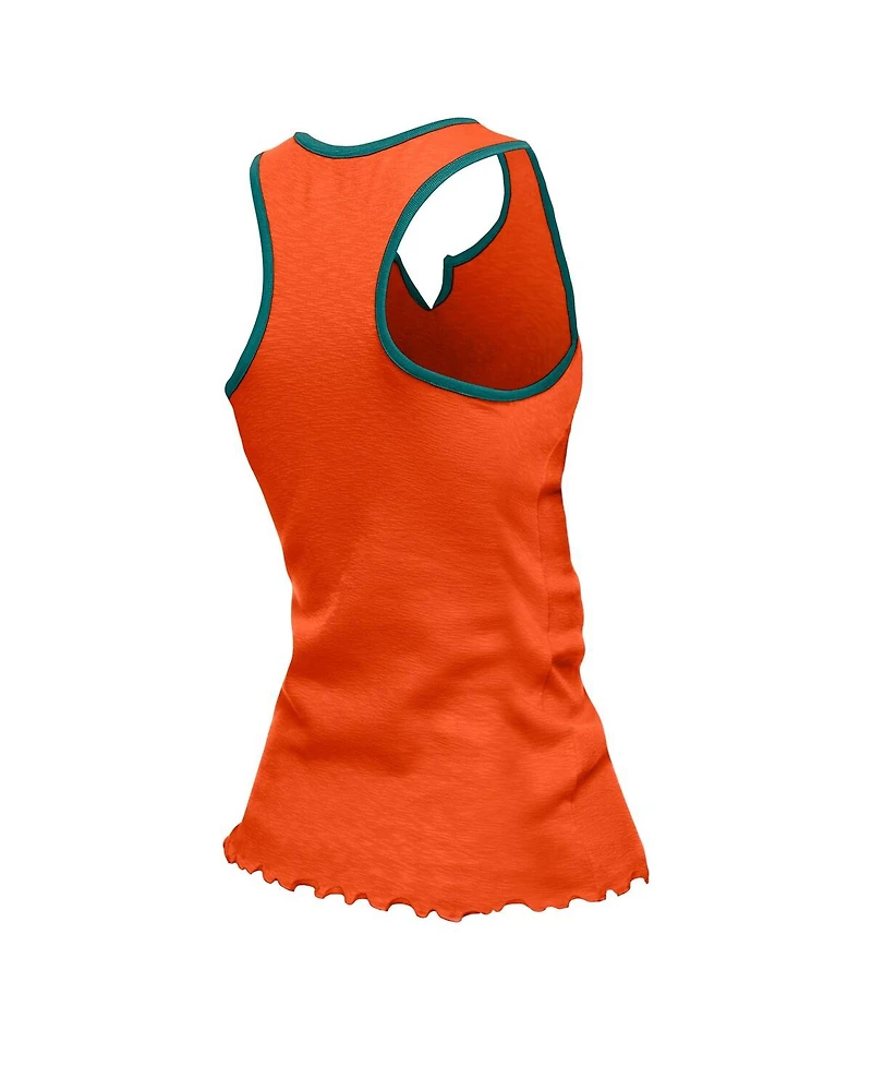 New Era Women's Orange Miami Dolphins Lettuce Hem Notch Neck Tri-Blend Tank Top