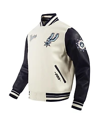 Pro Standard Men's Cream San Antonio Spurs 2024/25 City Edition Wool Varsity Full-Zip Jacket