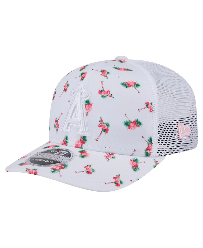 New Era Men's White Los Angeles Angels Flamingo Mesh Back 9SEVENTY Stretch-Snap Hat