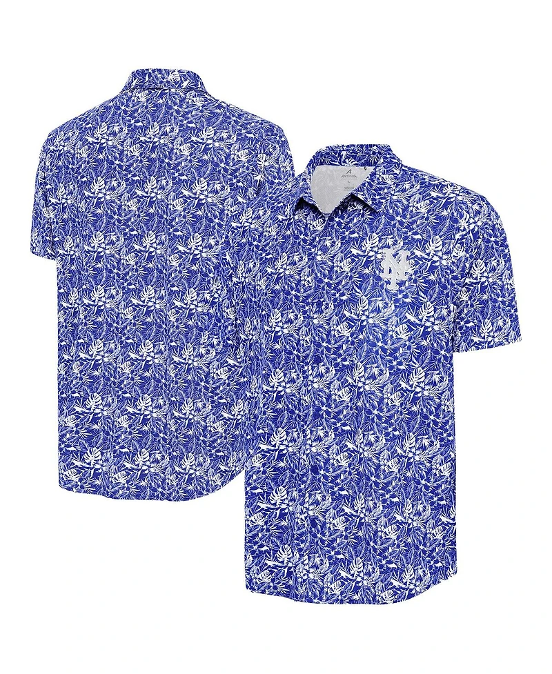 Antigua Men's Royal New York Mets Resort Button-Up Shirt