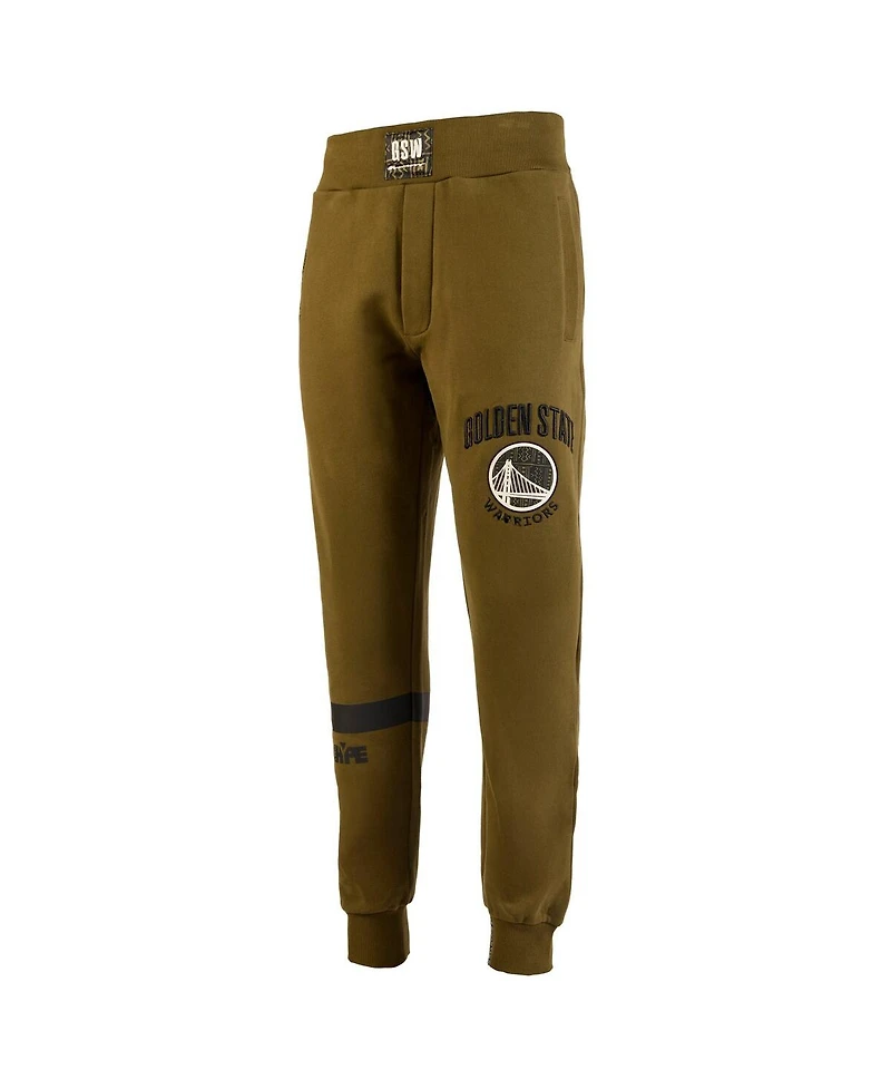 Two Hype x Nba Men's Olive Golden State Warriors Culture Hoops Collection Premium Jogger Pants