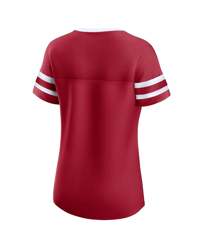 Fanatics Women's Crimson Oklahoma Sooners Iconic Athena Lace-Up T-Shirt