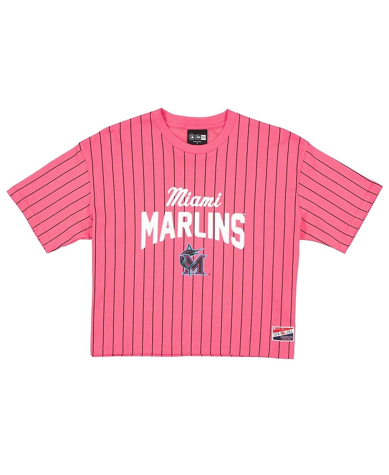 New Era Women's Pink Miami Marlins 2025 City Connect Pinstripe T-Shirt