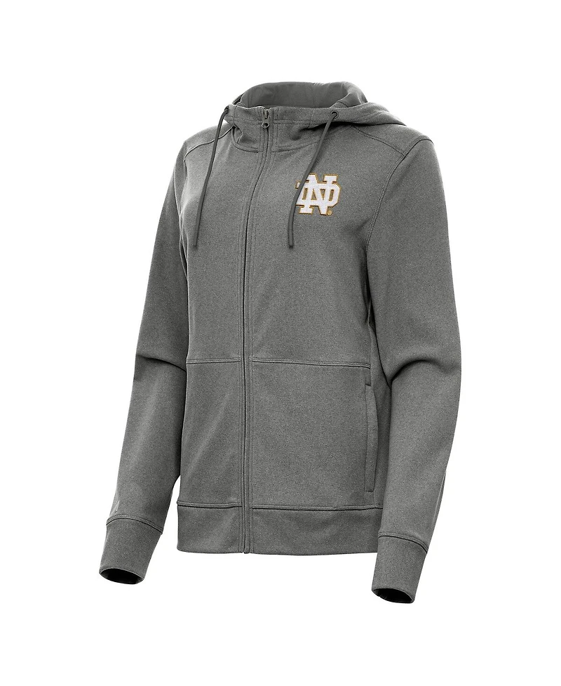 Antigua Women's Heather Black Notre Dame Fighting Irish Seeker Full-Zip Hoodie
