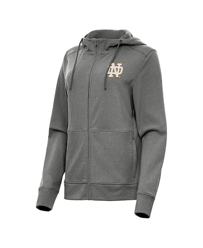 Antigua Women's Heather Black Notre Dame Fighting Irish Seeker Full-Zip Hoodie