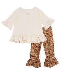 Rare Editions Baby Girls 2-Piece Fall Treat Top and Cheetah Leggings Set