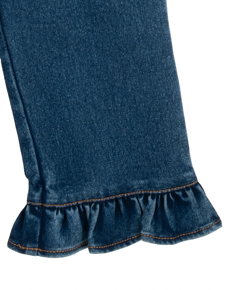 Rare Editions Baby Girls 2-Piece Embroidered Top Ruffle and Jeggings Set