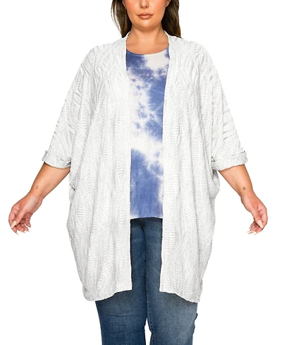 Coin 1804 Plus Spiral Wave Texture Dolman Cardigan Sweater