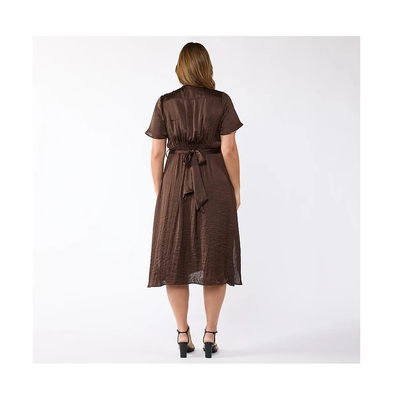 Estelle Mirage Oasis Satin Wrap Dress