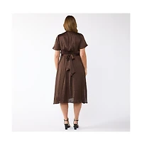 Estelle Mirage Oasis Satin Wrap Dress