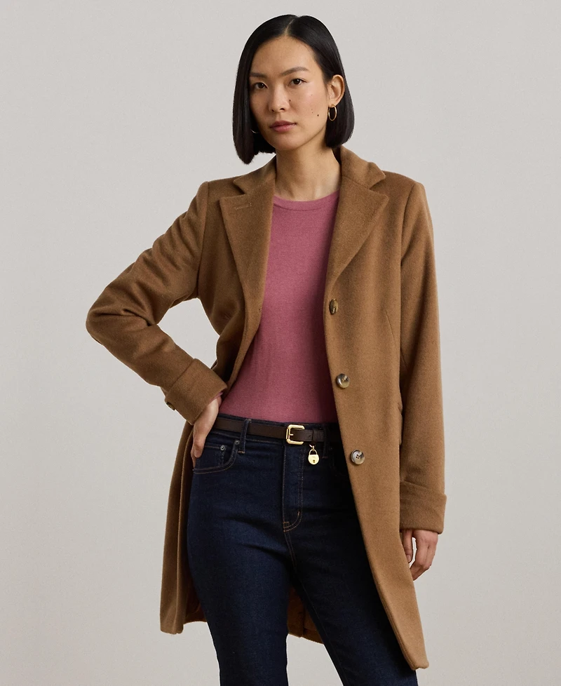 Lauren Ralph Petite Notched-Collar Walker Coat